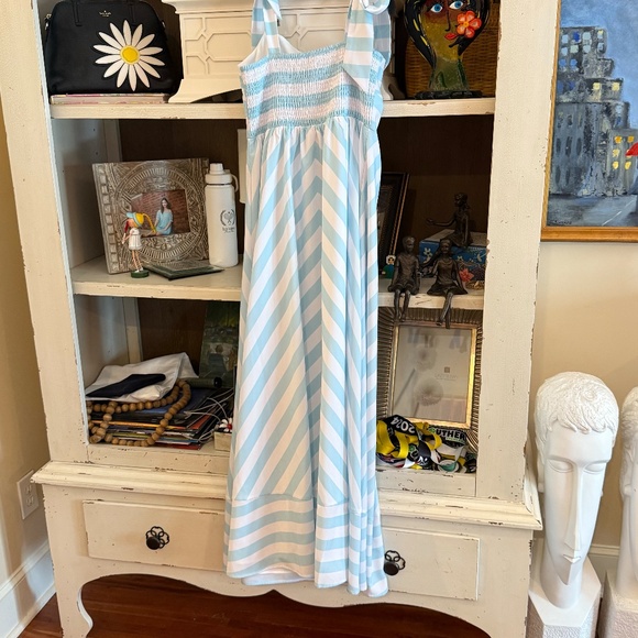 STS Sail to Sable XS blue striped maxi dress tie straps nwt - Picture 4 of 6